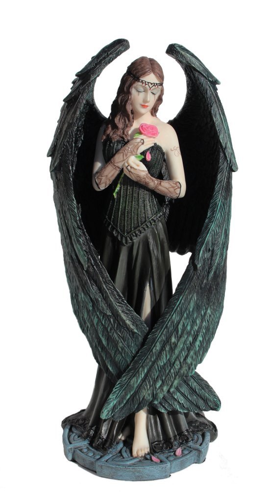 Nemesis Now Ltd Anne Stokes ANGEL ROSE Statue, Fantasy Art Figure 8 1/2-in Pink, Blue, Green, Black, Beige, Brown