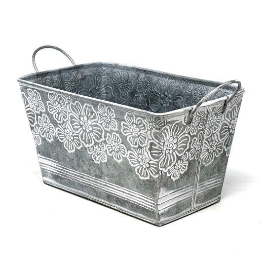 allgala llgala Galvanized Planter Pot Indoor and Outdoor Decoration-Rectangular