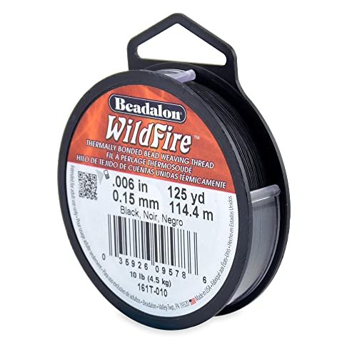 Beadalon Wildfire, 0.006 in, 0.15 mm, Break Strength 10 lb / 4.5 kg, Black, 125 yd / 114 m