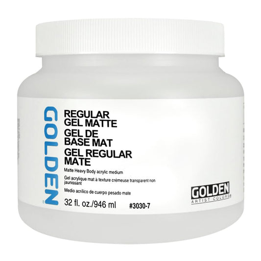 GOLDEN Regular Gel Matte, 32 fl. oz. Jar, Professional Acrylic Gel Medium, Semi-Transparent