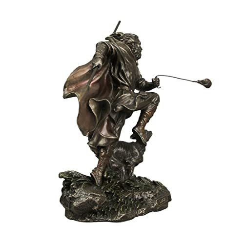 Veronese Design 9 Inch Tall Lugh Celtic God of Sun and Thunderstorms with His Hound Resin Sculpture Bronze Finish