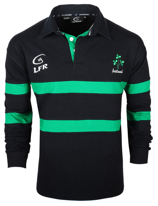 Malham Irish Shamrock Sprig Ireland Longsleeve Striped Rugby Ireland