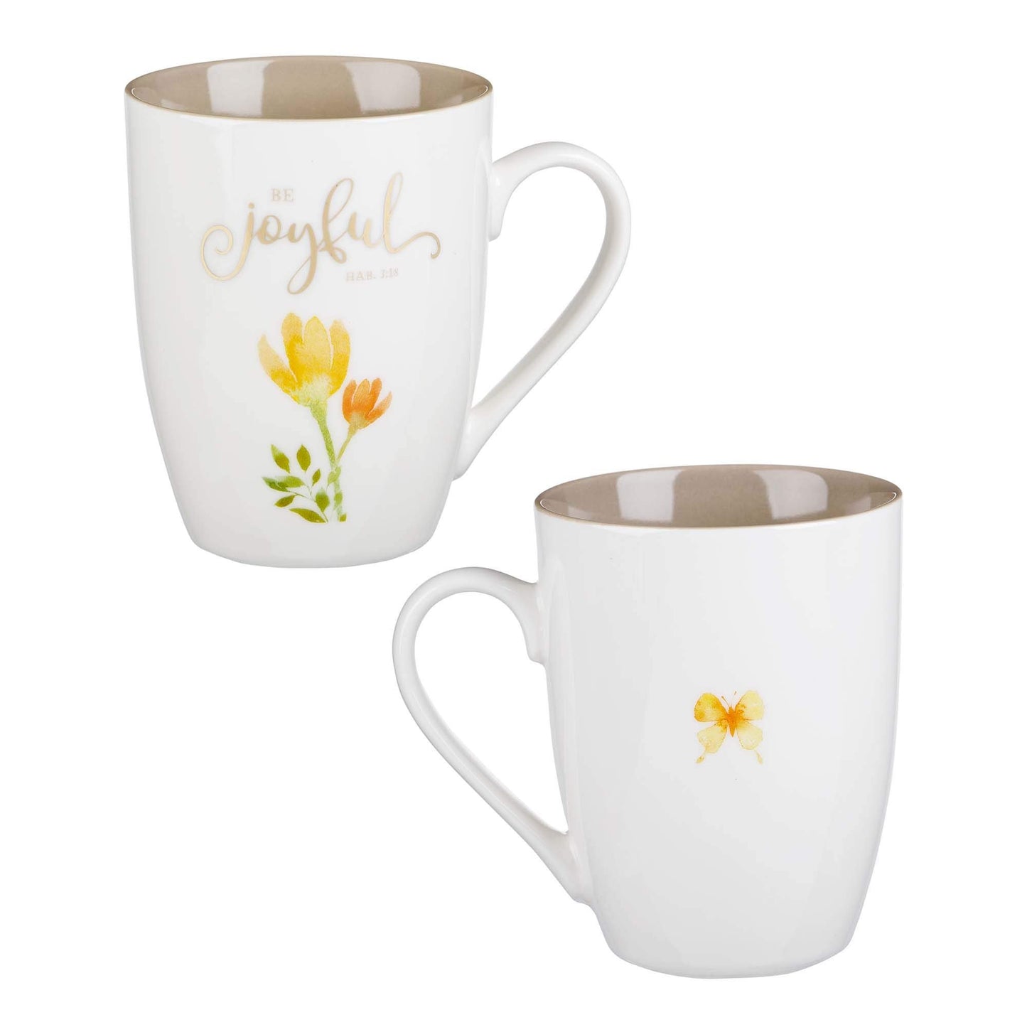 Christian Art Gifts Ceramic Coffee or Tea Mug Set for Women, Be Grateful, Faithful, Thankful, Joyful Bible Verse Mug Set, Boxed Set of 4 Coffee Cups