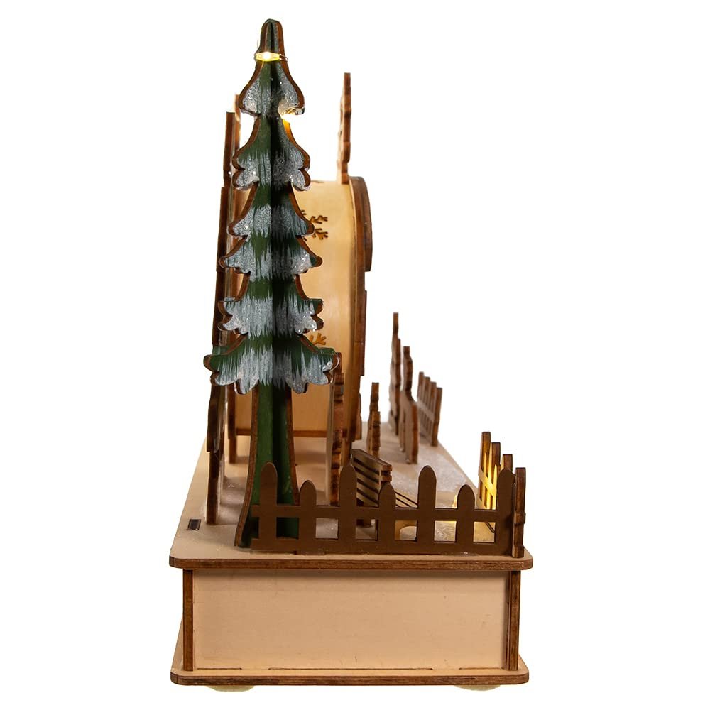 Kurt S. Adler Battery-Operated Wooden Light Up Camper with Santa Table Piece, 7.5-Inch, Multi-Color