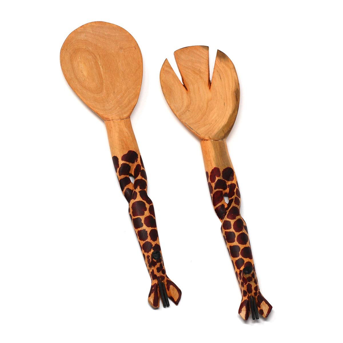 Global Crafts Hand Carved Salad Serving Set