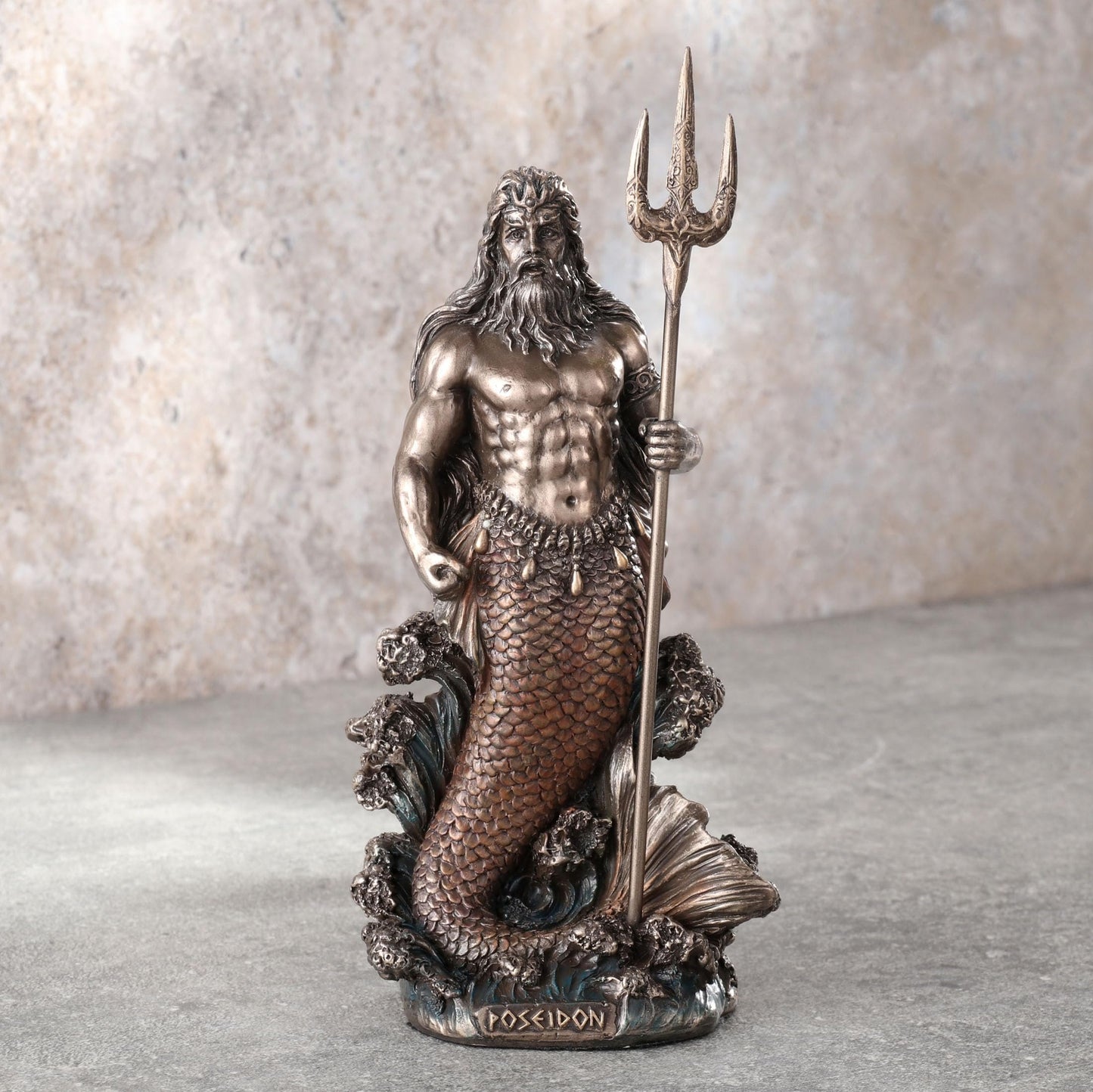 Veronese Design 7 1/8 Inch Tall Poseidon Greek God of The Sea Cold Cast Resin Bronze Finish Sculpture
