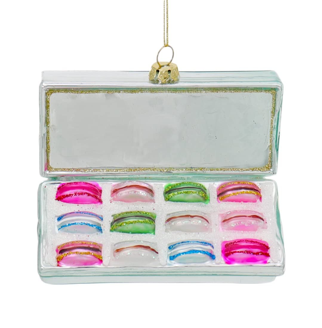 Cody Foster Box of Macarons Glass Ornament, 4 x 3 5/8 in