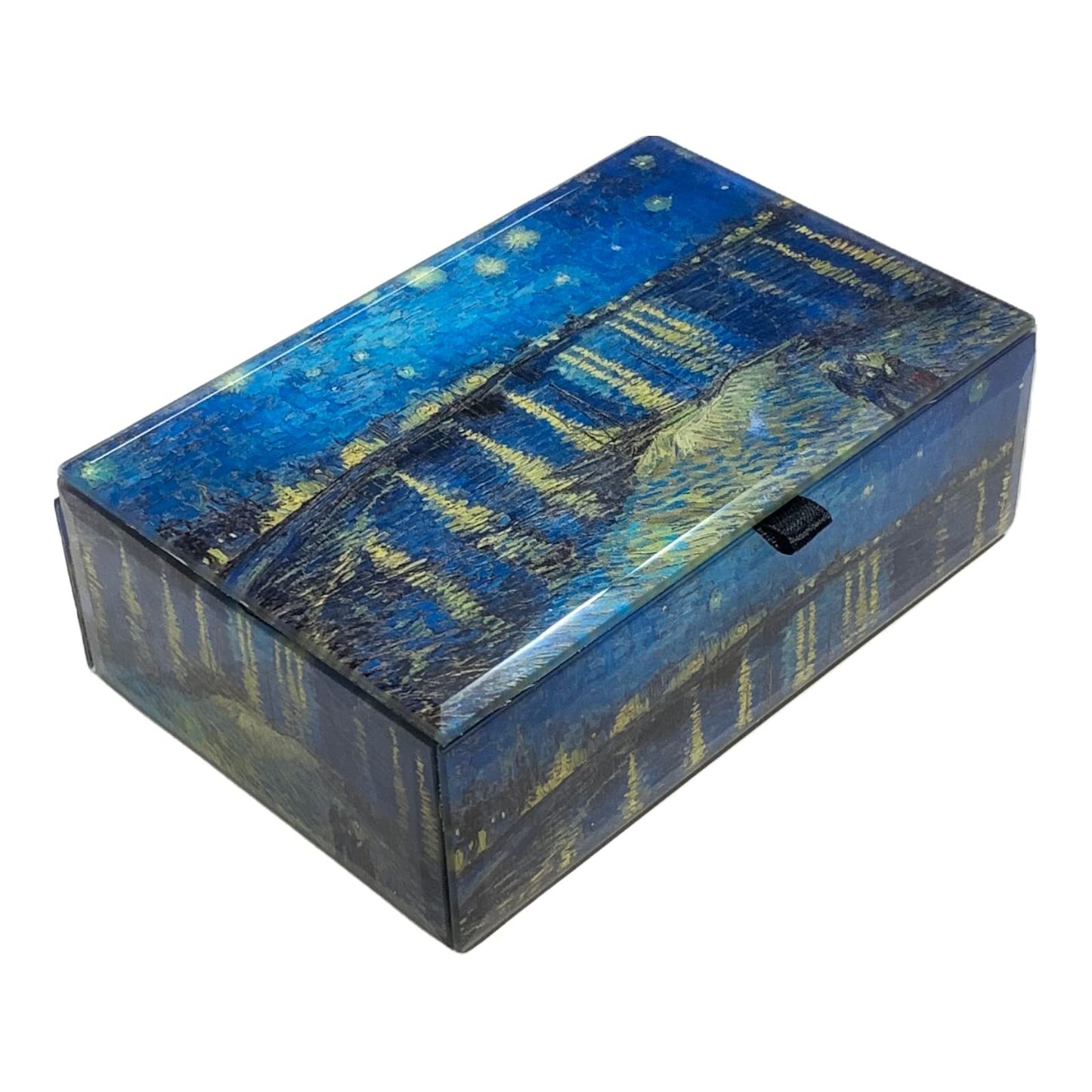 Value Arts Vincent Van Gogh Keepsake Box, Starry Night at the Rhone Jewelry & Trinkets Beveled Glass, Lined, Hinged Lid