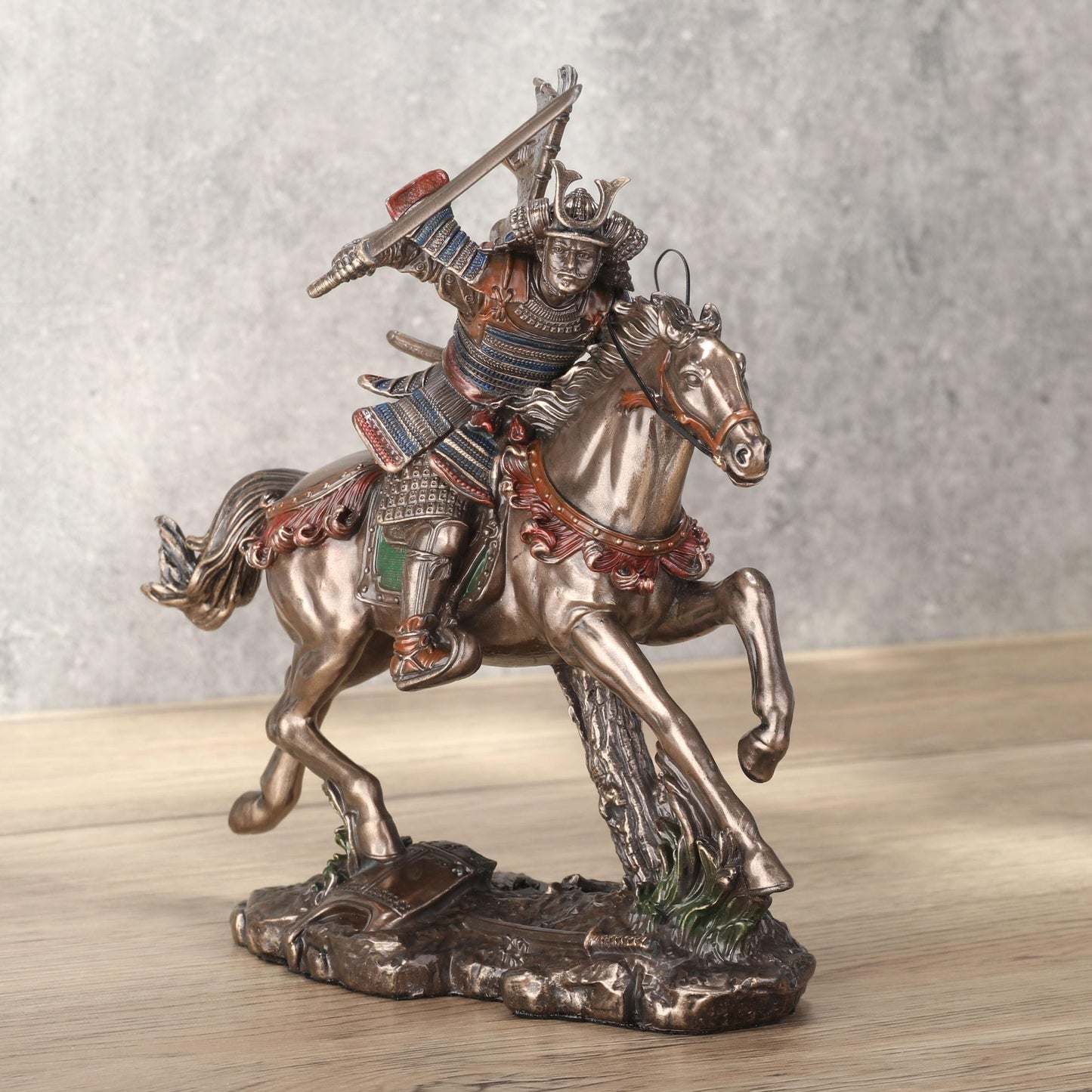 Veronese Design 6 3/4 Inch Japanese Samurai Mounted Cavalry Charge Cold Cast Resin Bronze Finish Sculpture