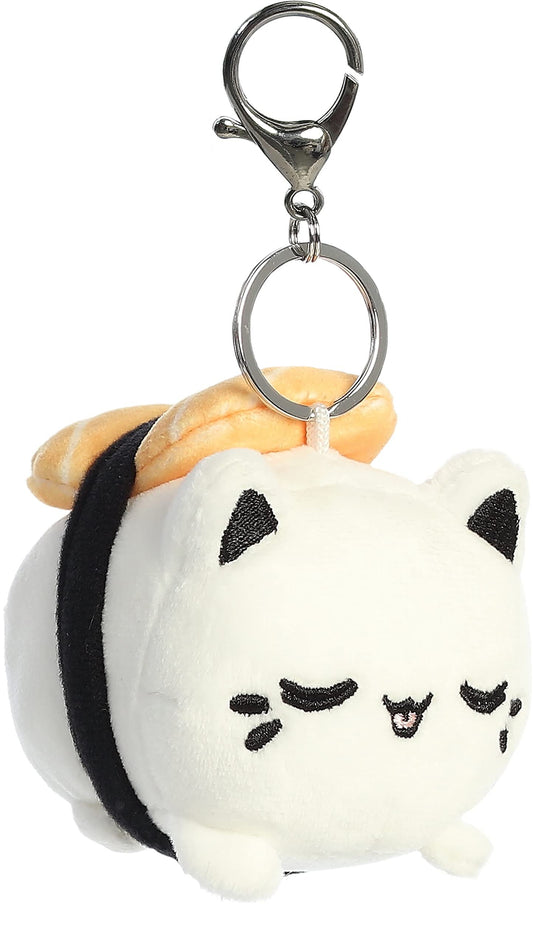 Aurora® Tasty Peach® Salmon Sushi Meowchi Keychain Plush - White 3.5 Inches