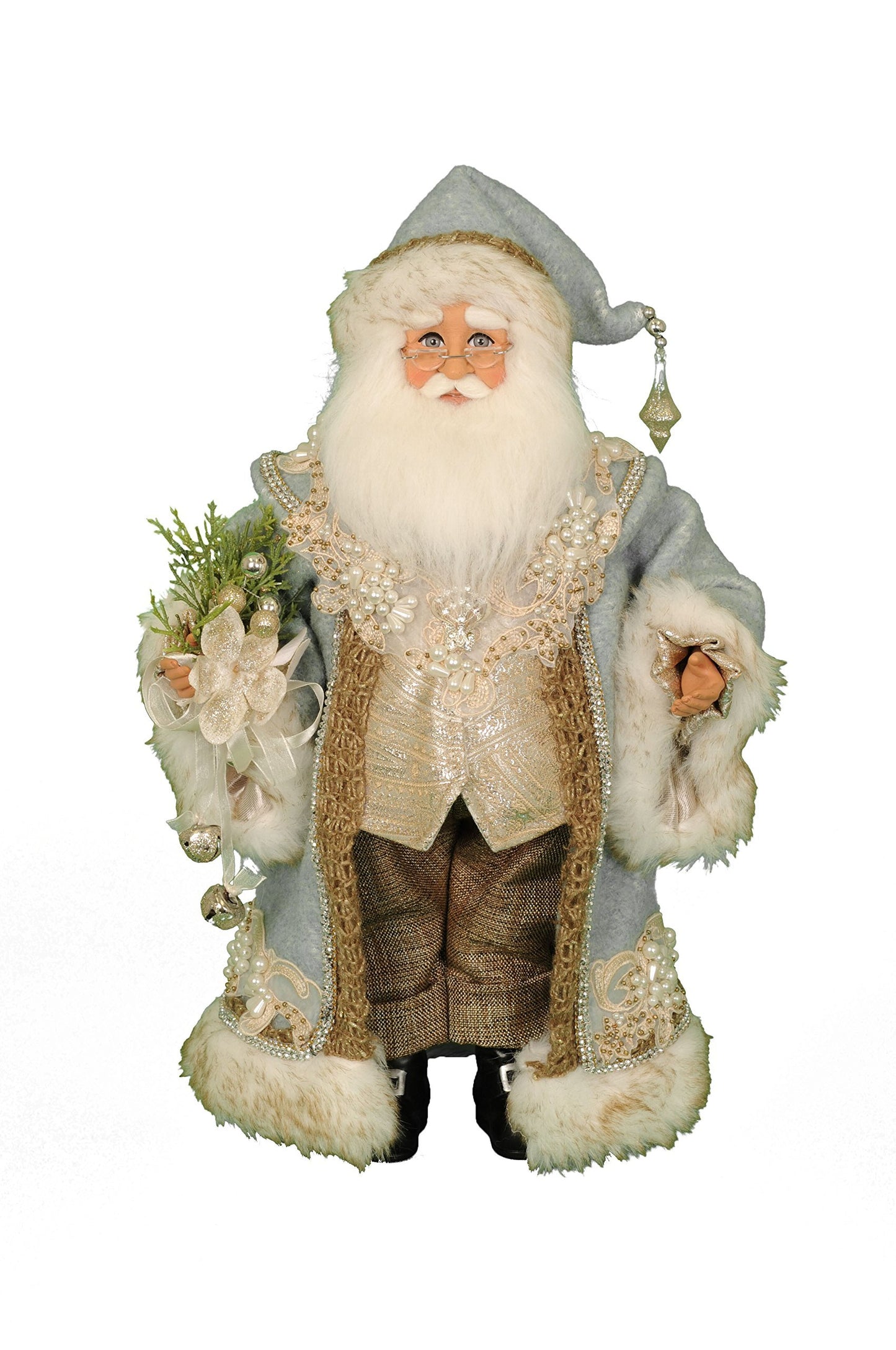Karen Didion Originals Tiffany Blue Santa Figurine, 17 Inches - Handmade Christmas Holiday Home Decorations and Collectibles
