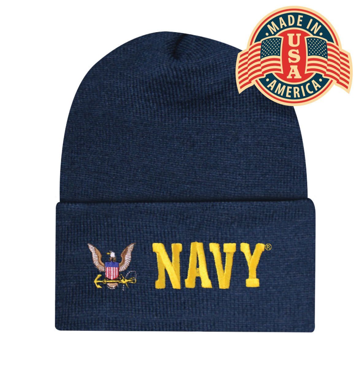 Blue Offically Licensed US USN Navy Eagle Embroidered Beanie Cap Stocking Hat Military