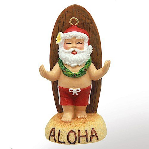 Island Heritage Santa's Longboard Hawaiian Mele Kalikimaka Ornament