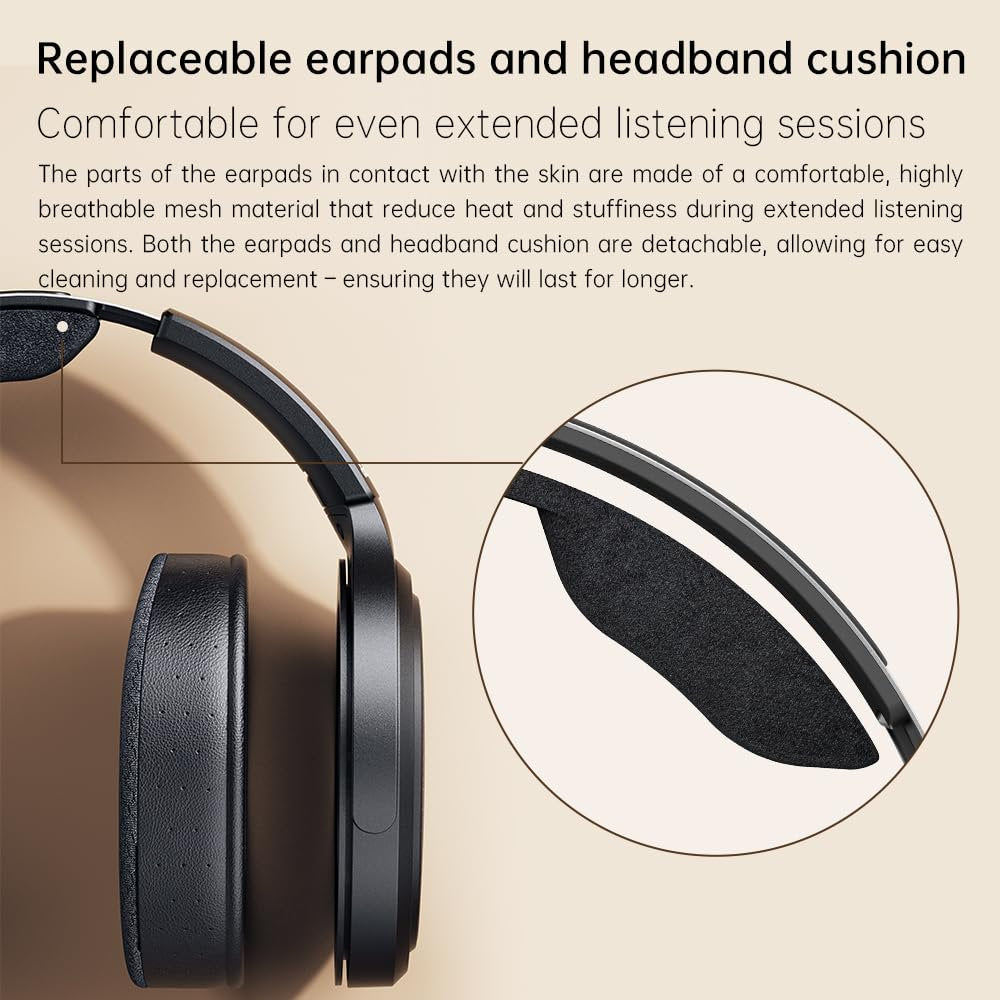 FiiO JT7 Over-Ear Planar Magnetic Headphones, 95x86mm Planar Driver, 3µm Ultra-Thin Diaphragm, Foldable Lightweight Design, Detachable 4.4mm/3.5mm Cable for Audiophiles