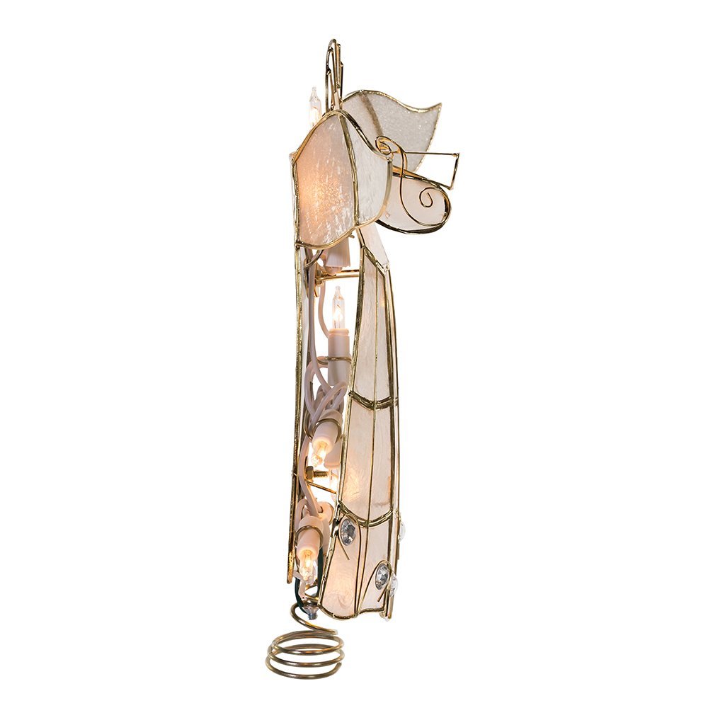 Kurt Adler 10-Light Capiz Angel Treetop with Trumpet (Clear)