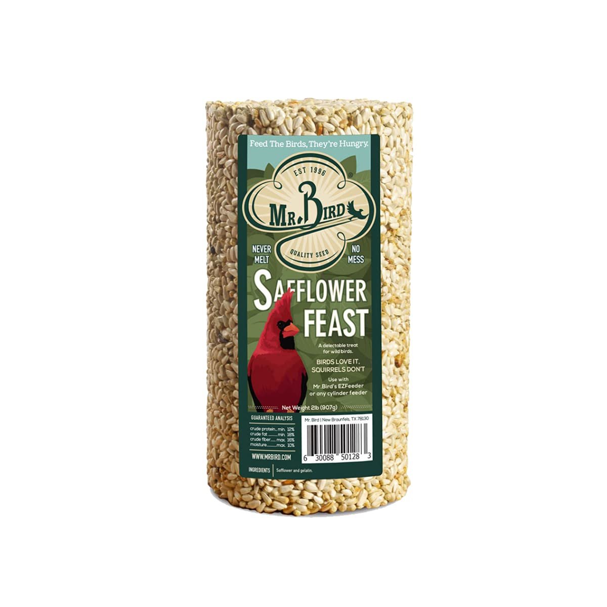 6-Pack Mr. Bird Safflower Feast Wild Bird Seed Cylinder 28oz | Wild Bird Food for Outdoor Birds | Backyard Birdfeeding | Squirrel Resistant Bird Food