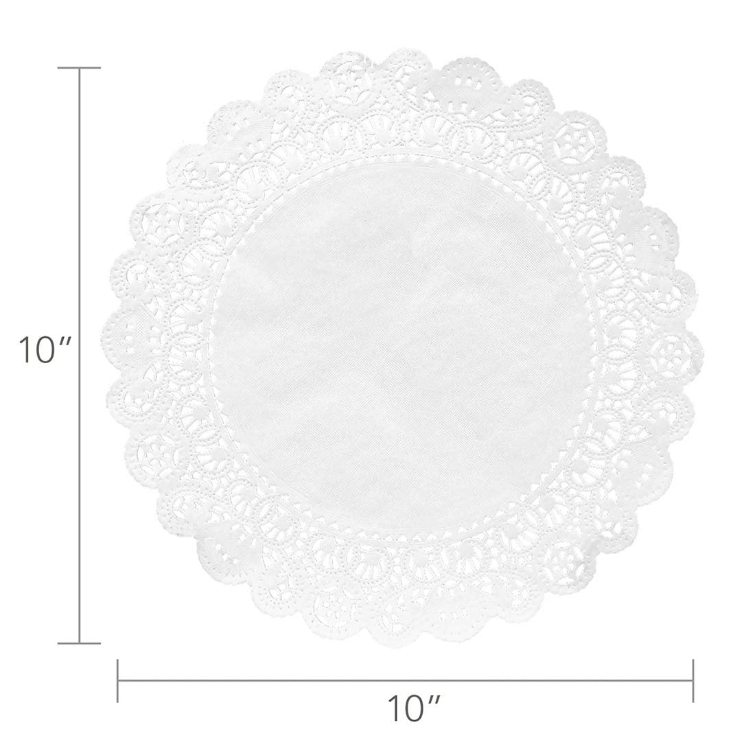Hygloss Round Paper Doilies - 100 Pcs. 10-Inch - Decorative White Lace Doilies - Disposable and Food Grade Safe
