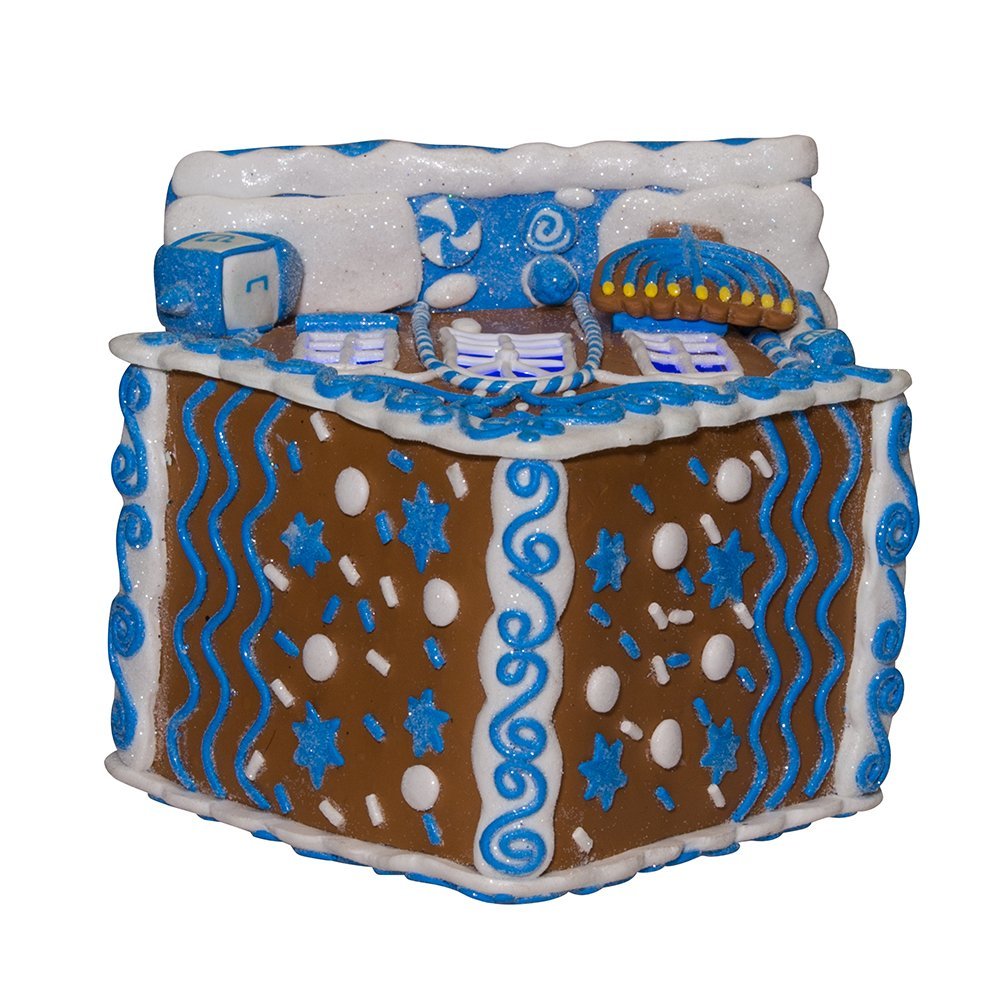 Kurt S. Adler Kurt Adler 7-Inch LED Hanukkah Gingerbread House Tablepiece, Blue