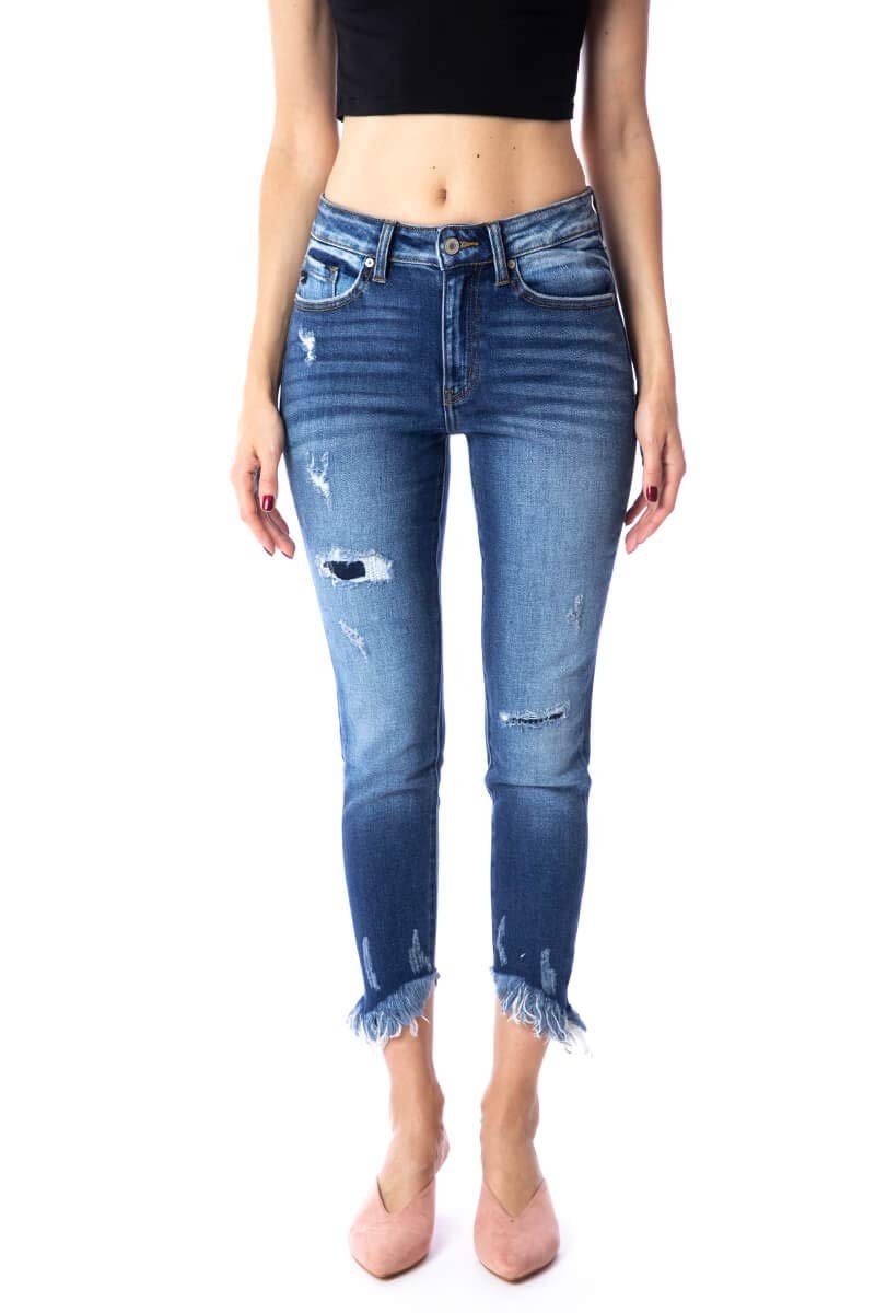 Kan Can Women's High Rise Ankle Skinny Jeans