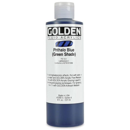 GOLDEN Fluid Acrylic, 8 ounce bottle Phthalo Blue GS