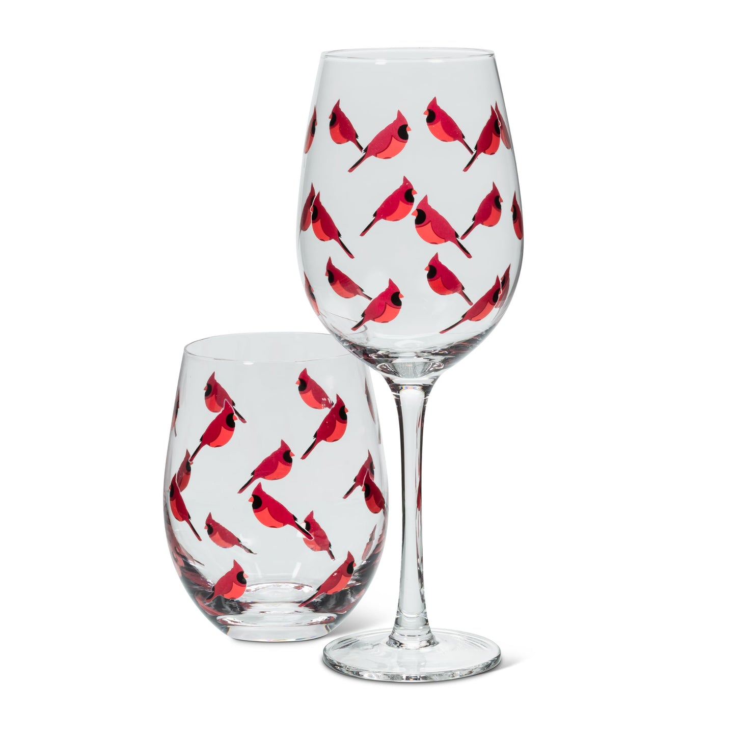 Abbott Collection Cardinal Stemless Wine Goblet - Glass, Clear/Red, 5" H (14oz)