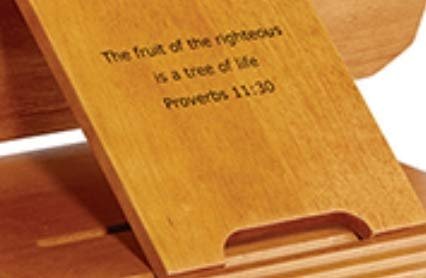 Christian Brands Bible/Missal Stand with Silk-Screened Verse - Medium Oak