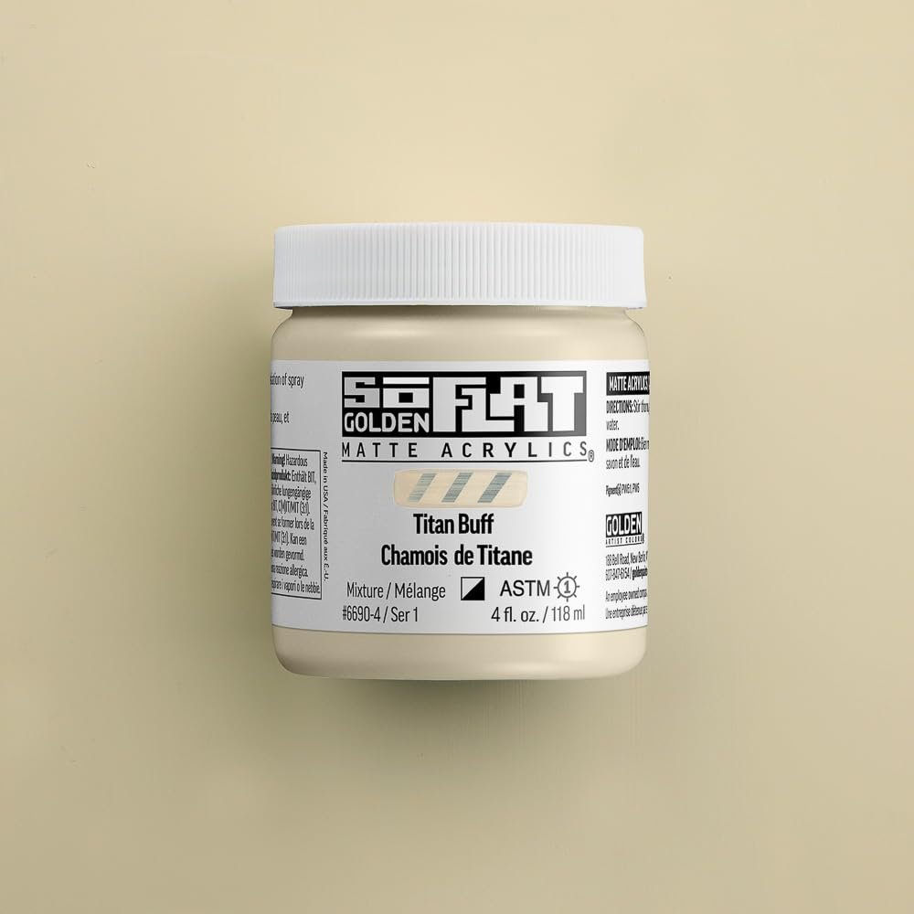 SoFlat Matte Acrylics by GOLDEN, Titan Buff, 4 fl. oz. Jar, Professional Acrylic Paint, Semi-Opaque