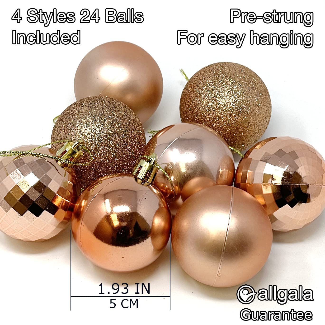 allgala 36 PK 2 Inch (5CM) Christmas Ornament Balls for Xmas Tree-4 Style-