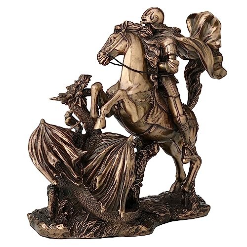 Veronese Design 6 1/4 Inch Saint George The Dragon Slayer Cold Cast Resin Bronze Finish Sculpture