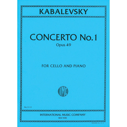 Concerto No.1 in G Minor Opus 49 for Cello and Piano by Dmitry Kabalevsky [Paperback] Dmitri Kabalevsky