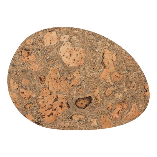 Casafina 16.75" x 12.25" Set of 4 Egg Shape Placemats - Cork Collection, Iceberg Grey | Heat Safe Tableware | Natural Portuguese Cork Material | Restaurant Quality Serveware
