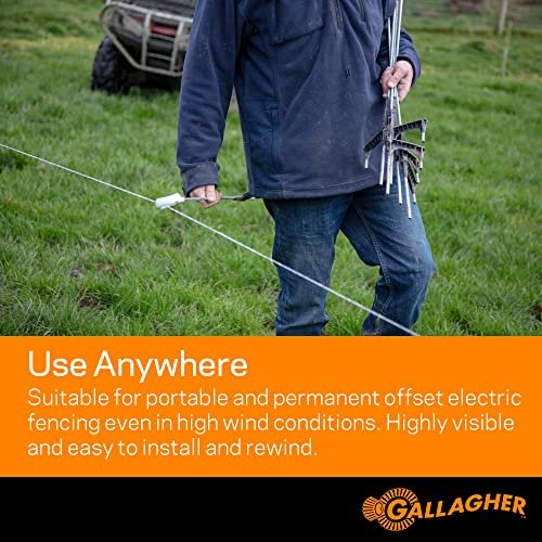 Gallagher Electric Fence Turbo Braid |Bonus Pack -1312 Ft Plus Free 328 Foot Roll |9 Mixed Metal Braided Strands for Reliable High Conductivity and Rust Resistance | 7/64" Highly Visible Striped Braid