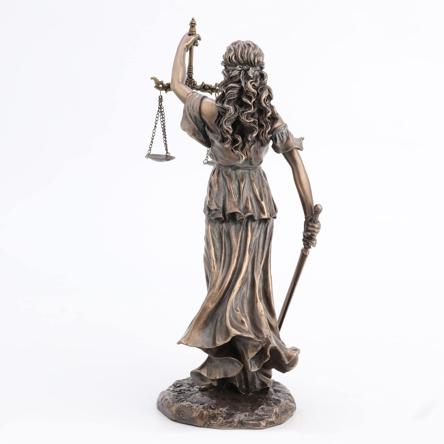 Unicorn Studio 13 1/4" Blindfold Lady Justice Holding Sword and Scale Resin Sculpture Bronze Finish