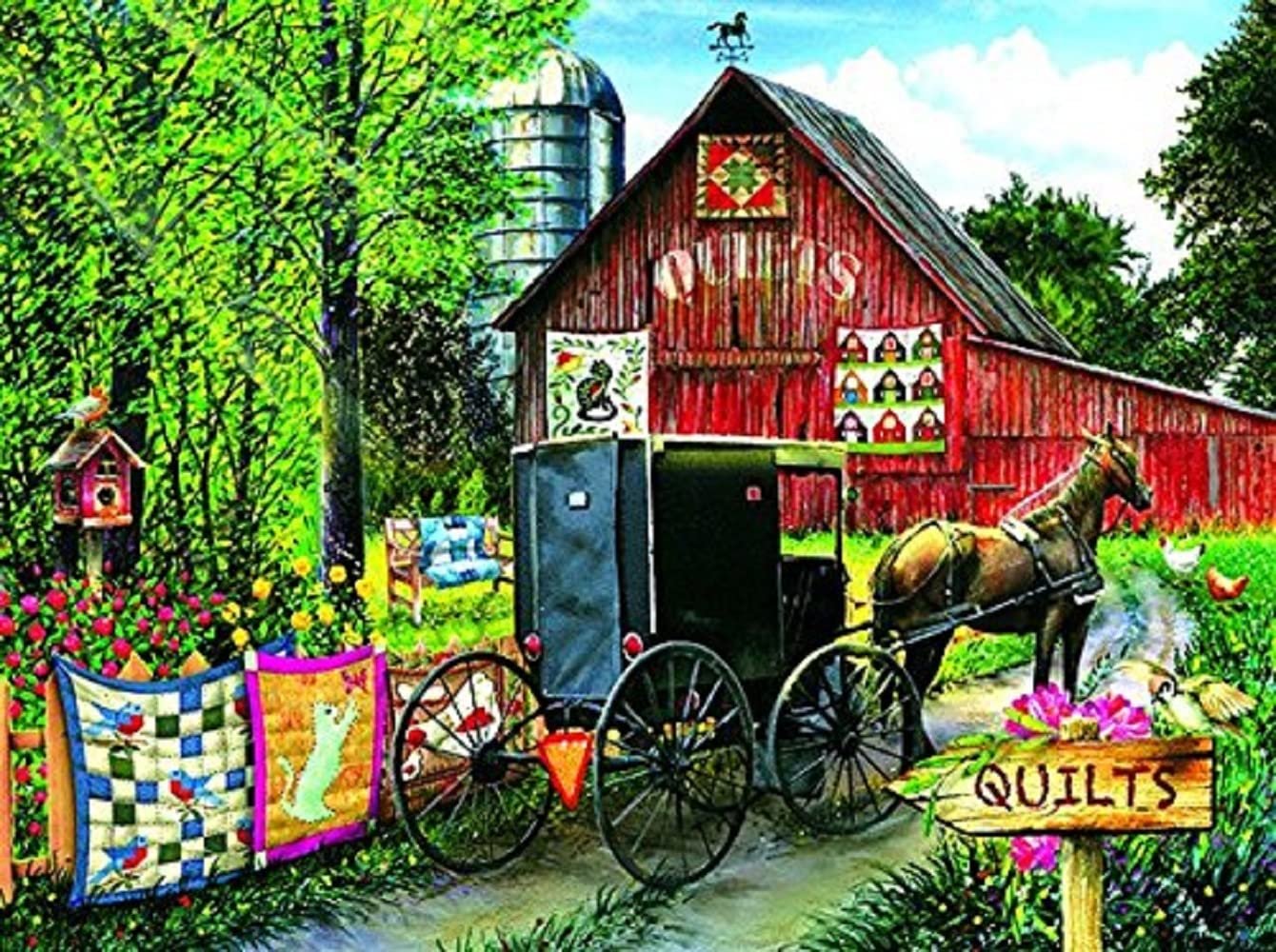 SUNSOUT INC - Amish Quilt Sale - 1000 pc Jigsaw Puzzle by Artist: Tom Wood - Finished Size 20" x 27" - MPN# 28822