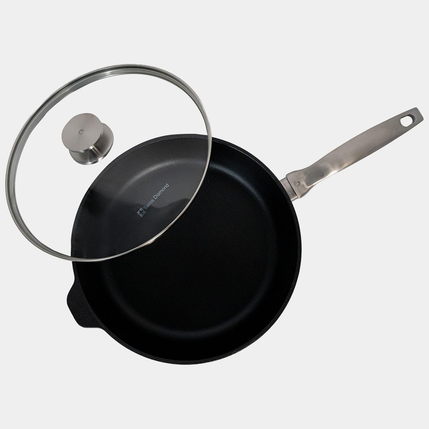 Swiss Diamond Nonstick Hybrid Ceramic and Diamond-Infused Deep Saute Pan With Glass Lid, Dou Ceramic, Dishwasher & Oven Safe Up To 500 °F