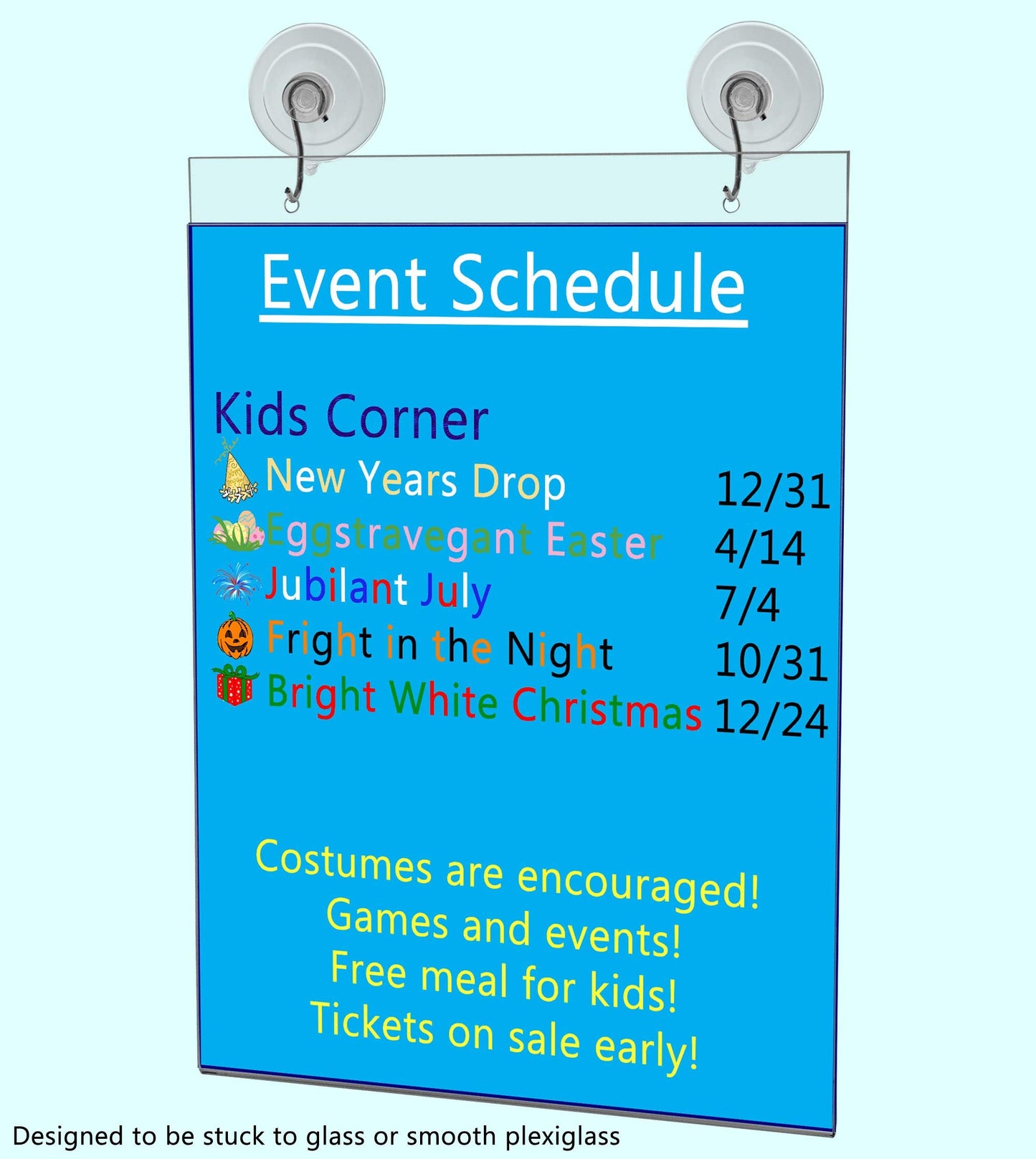 Marketing Holders Window Mount Sign Holder for 8.5" x 11" Advertisements and Hours of Operation in Retail Stores and Offices Double Sided View Clear Acrylic with Suction Cup Hooks