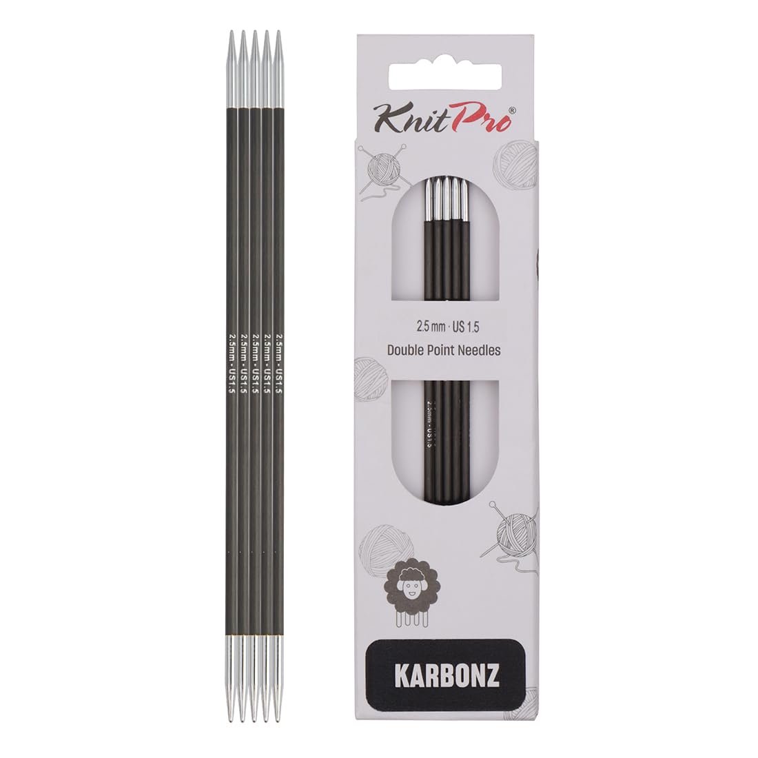 KnitPro Karbonz Double Pointed Needles 8" (20cm)
