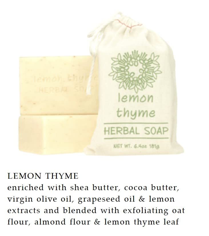 Greenwich Bay Trading Co. Herbal Bar Soap Set, 6 Scents, 6.4 Oz Each - Lemon Thyme, Lavender Sage, Vanilla Bourbon, Tobacco Flower, Honey Chamomile, Rose Petals