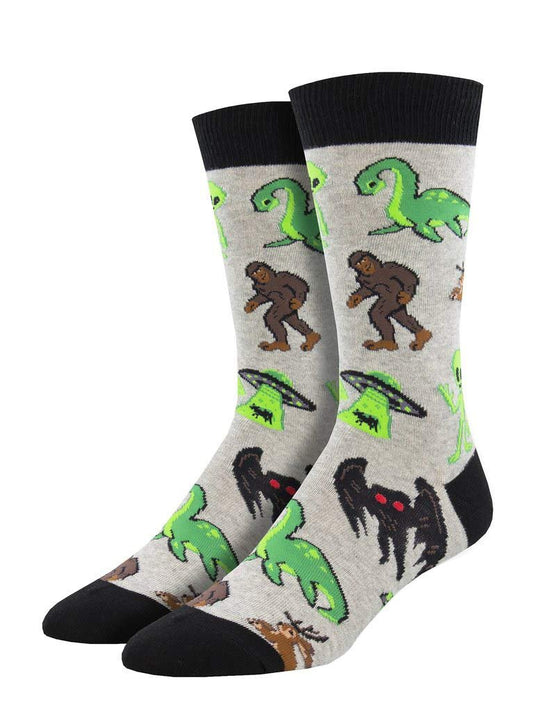 Socksmith Men's Cryptids Crew Socks, grey heather