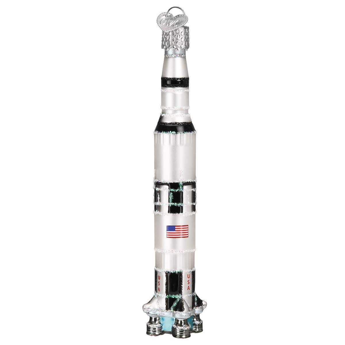 Old World Christmas Saturn V Rocket Glass Blown Ornaments for Christmas Tree