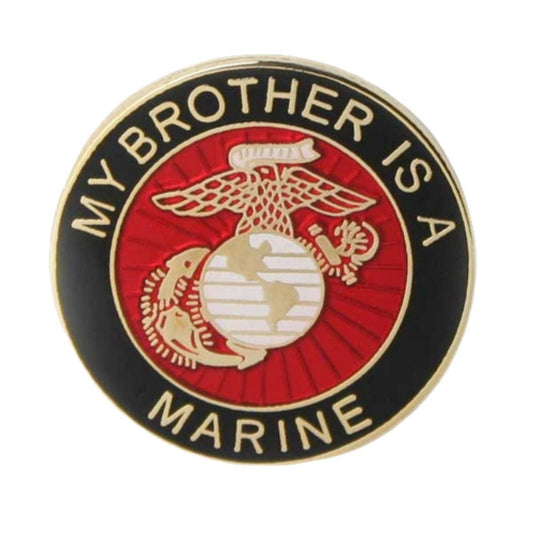 My Brother is A Marine with Marine Corps Crest Round Lapel Pin