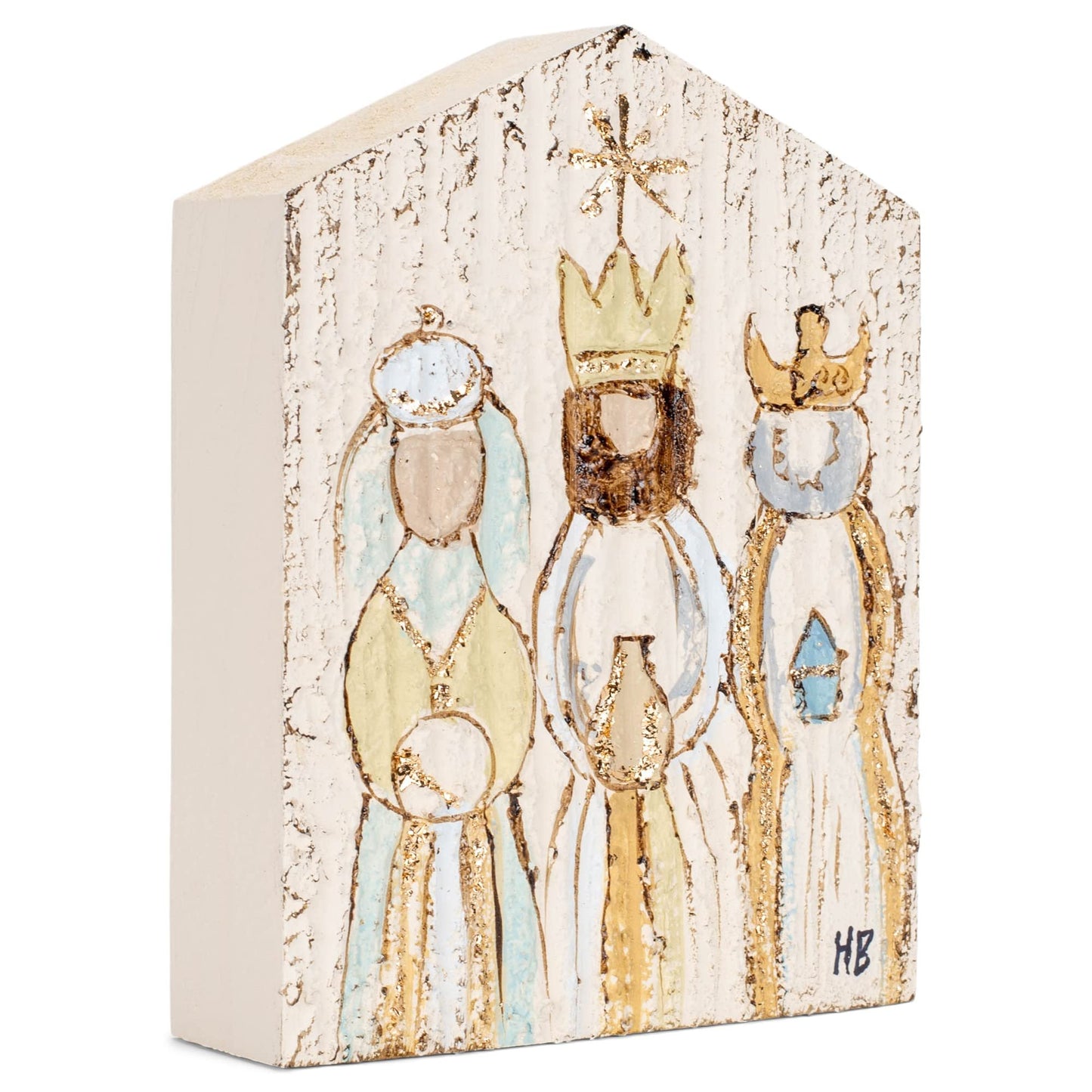 RAZ Imports Raz Imports Three Wisemen Nativity 7.75 Inch Distressed White Textured Wood Block Sign (4157394)
