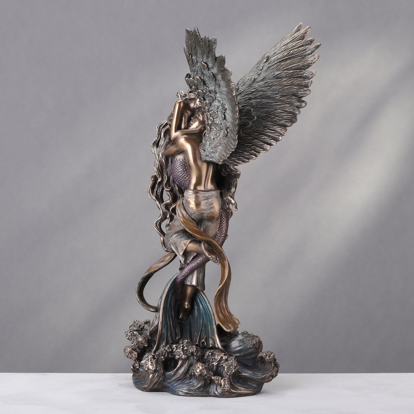 Veronese Design 12 Inch Mermaid Angel Lover Statue Impossible Love by Selina Fenech Cold Cast Resin Bronze Finish Sculpture