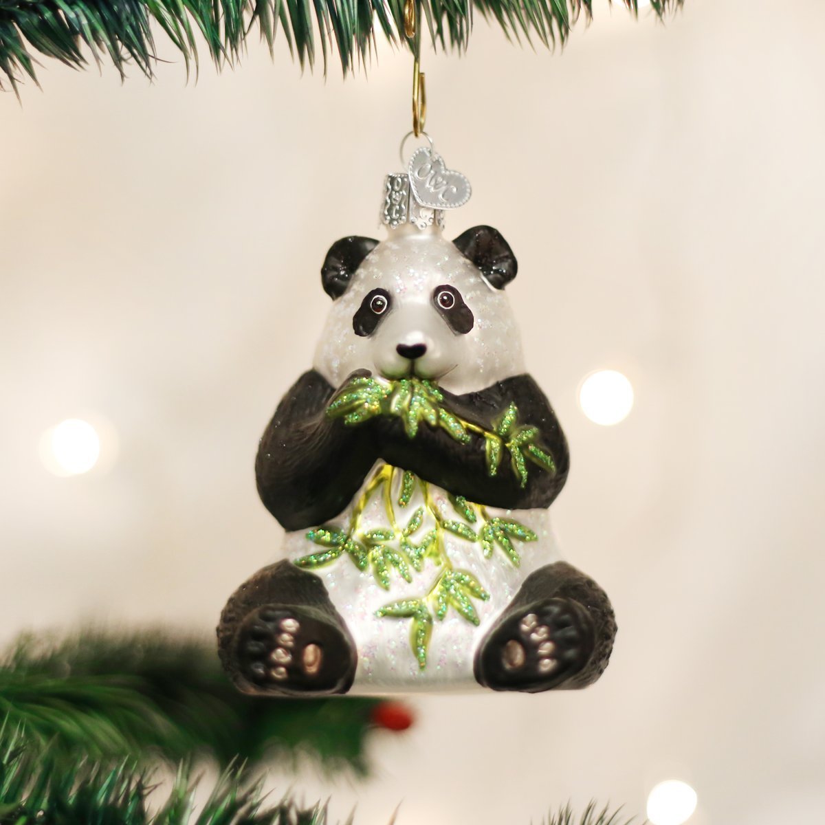 Old World Christmas Ornaments: Panda Glass Blown Ornaments for Christmas Tree