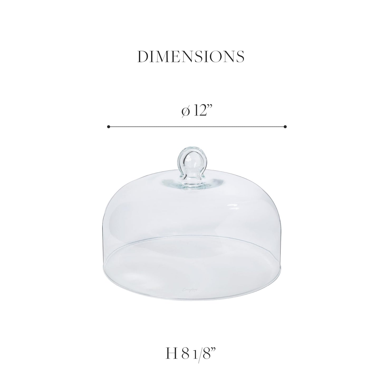 Casafina 12" Glass Dome Cloche - Arcade Collection, Clear | Mouth-Blown Handmade Cake Cover | Food Safe Glassware | Restaurant Quality Serveware
