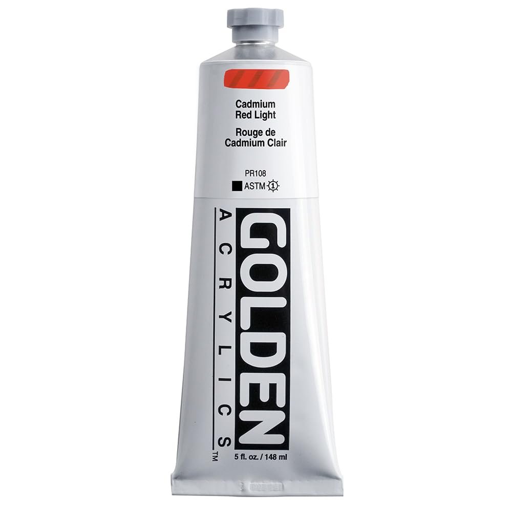 Heavy Body Acrylics by GOLDEN, Cadmium Red Light, 5 fl. oz. Tube, Professional Acrylic Paint, Opaque