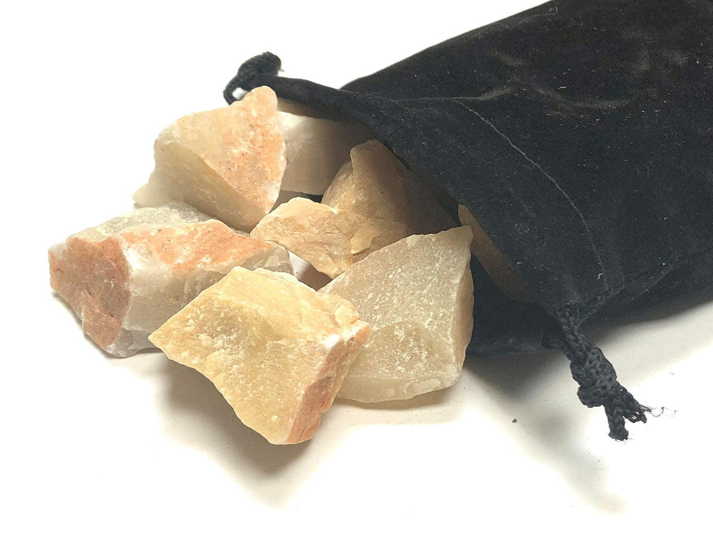 Zentron Crystal Collection Natural Rough Yellow Aventurine with Velvet Bag - Large 1" Natural Bulk Rocks for Tumbling, Wire Wrapping, Polishing, Wicca and Reiki
