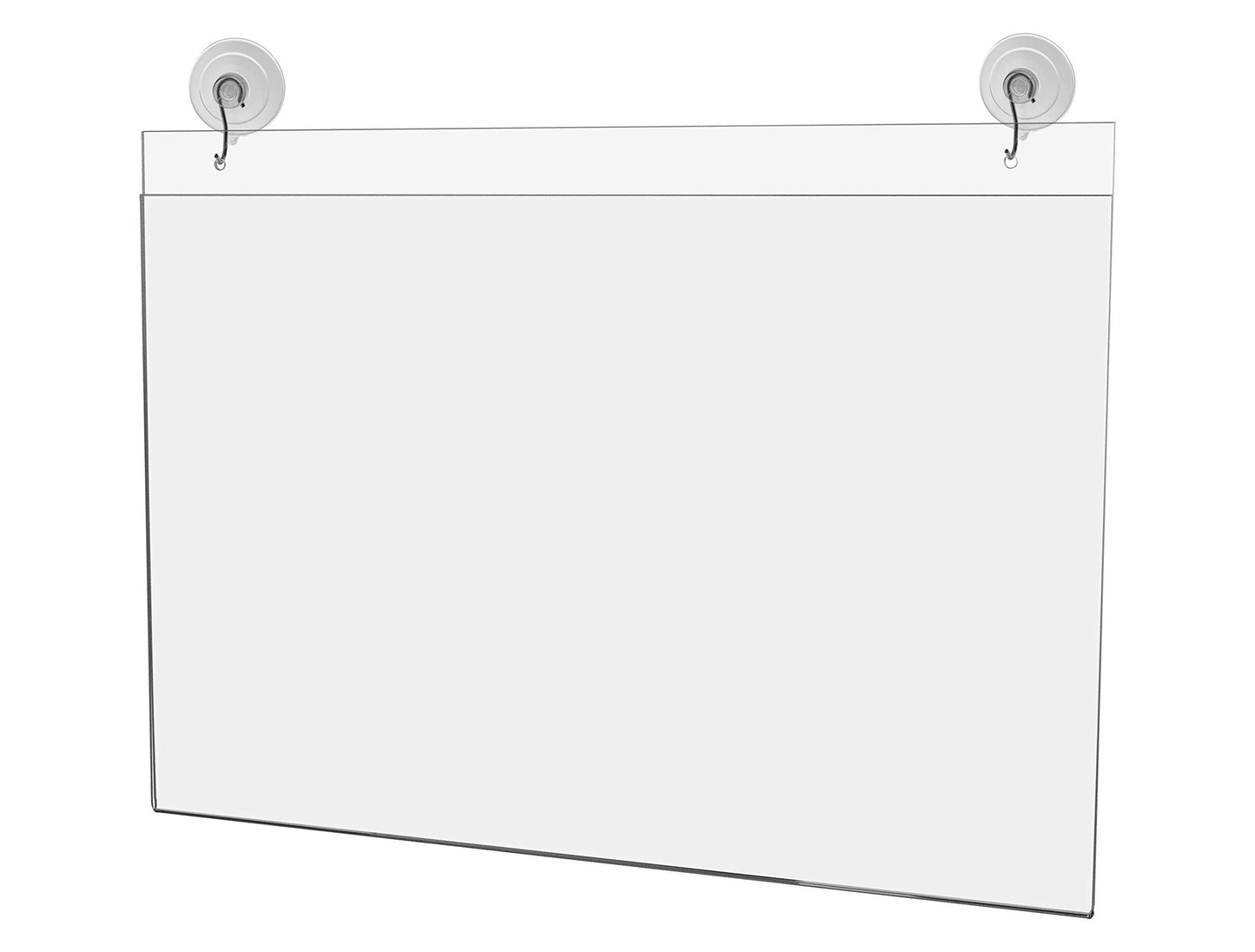 Marketing Holders Window Sign Holder 17" x 11" with 2 Predrilled Holes and Suction Cups with Hooks for Seating Charts and Directional Signs in Arenas and Theaters Clear Acrylic Horizontal Sleeve