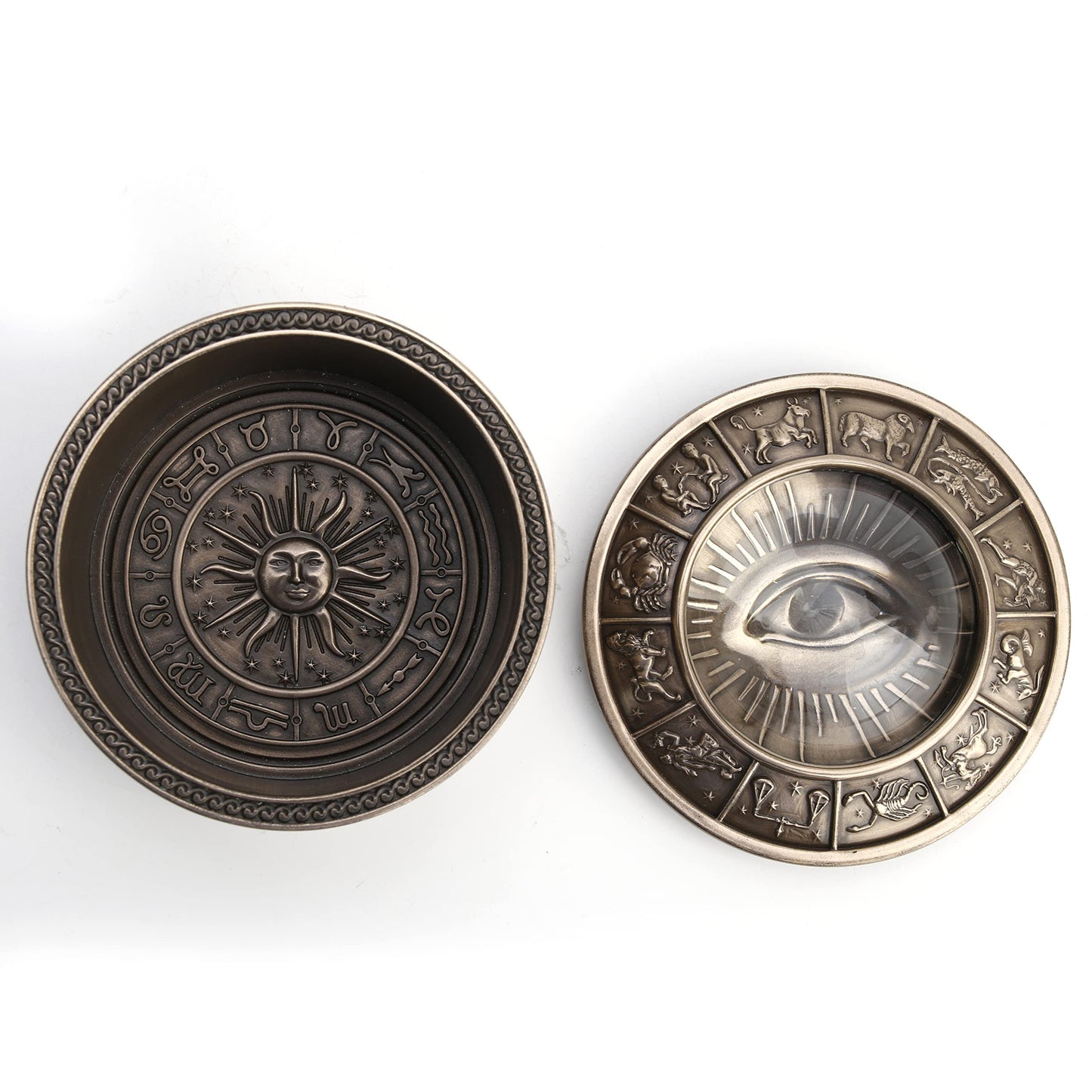 Veronese Design 2 3/4" Tall Eye of Providence Free Mason Trinket Box Cold Cast Resin Antique Bronze Finish Sculpture Gift