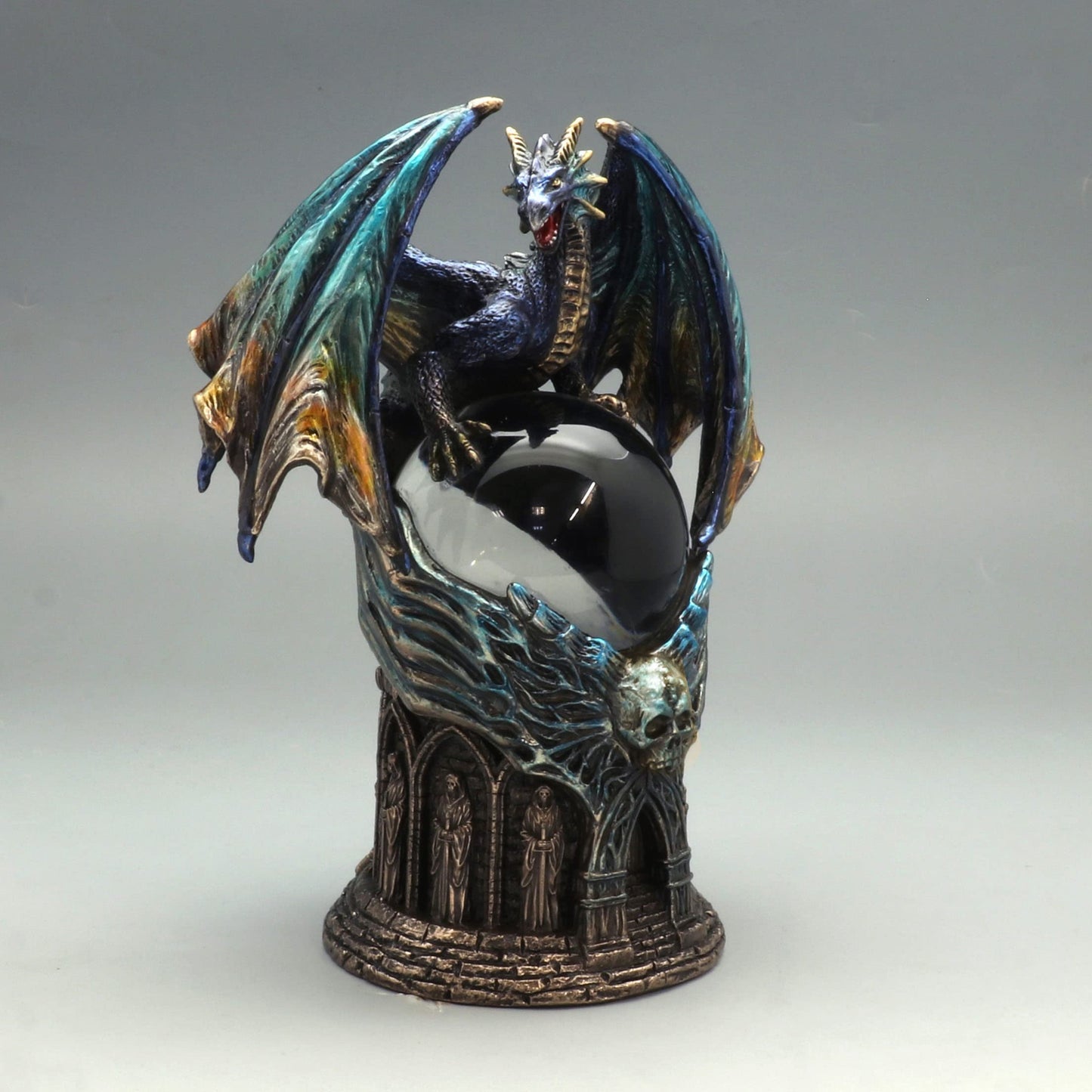 Veronese Design 7 5/8 Inch Mystic Foresight Guardian Dragon Crystal Resin Statue Home Decor Bronze Finish